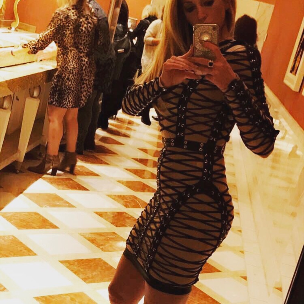 House of cb leather wrapped dress